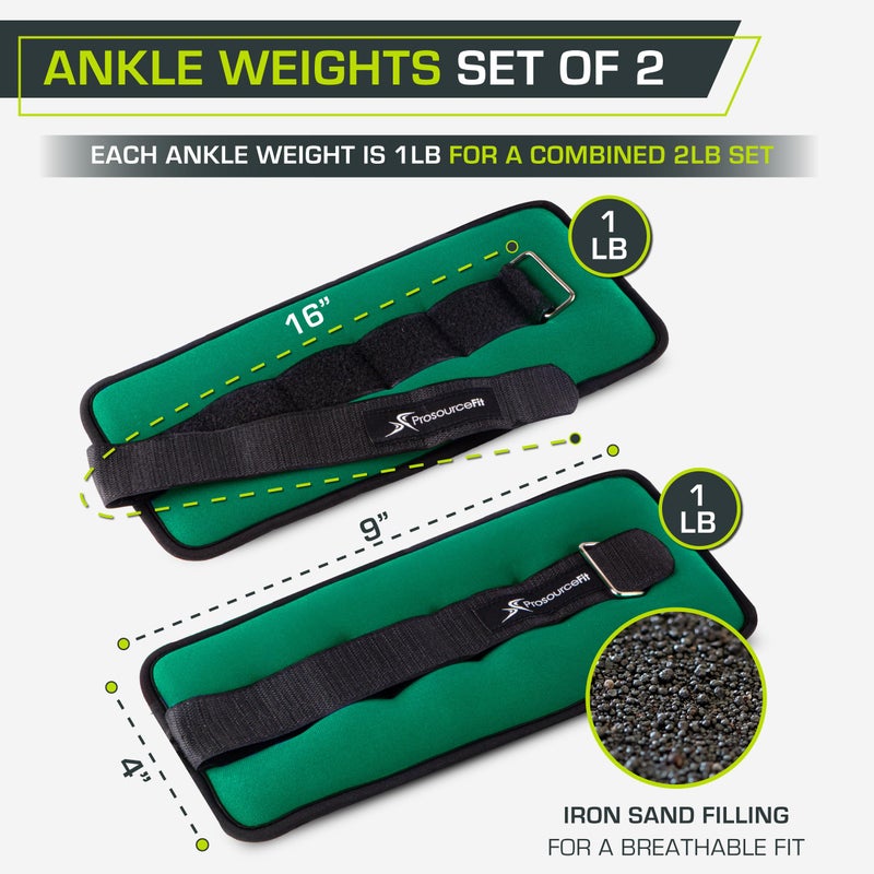 ProsourceFit Ankle / Wrist and Arm / Leg Weights Set of 2, Adjustable Strap 1 lb-5 lb, Adjustable Weight 15 lb, 10 lb, 7 lb for Men and Women - Image 2